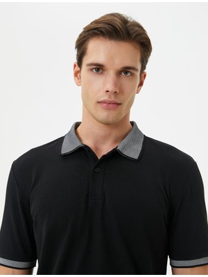Koton Polo Yaka Tişört Slim Fit Kısa Kollu Yaka Detaylı