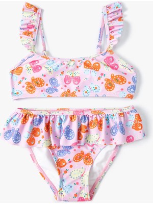 Koton Kelebekli Bikini Seti 2 Parça Fırfırlı Çapraz Askılı