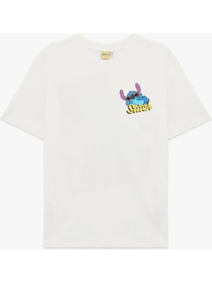 Koton Stitch Lisanslı Kısa Kollu Pamuklu Arkası Baskılı Oversize Tişört