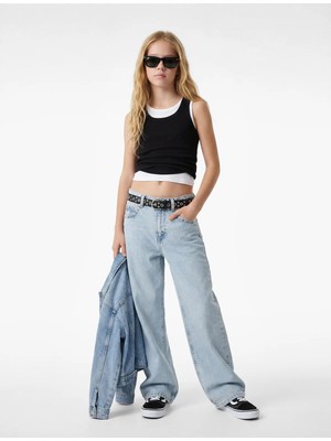 Koton Pamuklu Cepli Geniş Paça Denim Pantolon