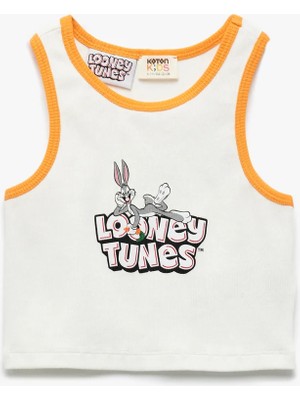 Koton Bugs Bunny Baskılı Ribanalı Lisanslı Bisiklet Yaka Crop Atlet