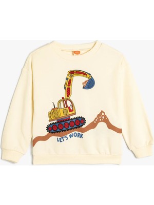 Koton 5Wmb10106Tk 010 Ekru Erkek Bebek Sweatshirt
