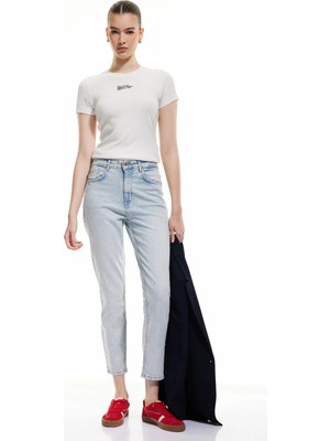 Koton Mom Fit Yüksek Bel Pamuklu Cepli Denim Pantolon - Mom Slim Jean