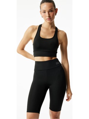 Yüksek Bel Slim Fit Biker Spor Tayt