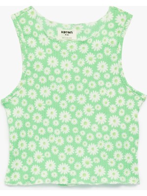 Koton Kolsuz Bisiklet Yaka Çiçekli Crop Bluz