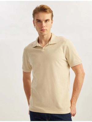 Koton Pamuklu Pike Kumaş Kısa Kollu Regular Fit V Yaka Polo Tişört