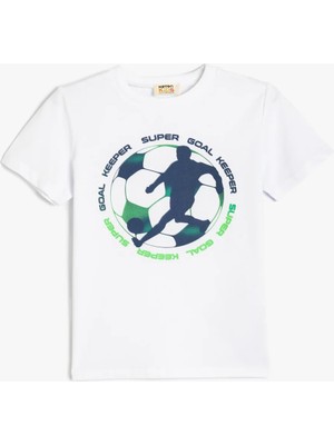Koton Tişört Futbol Baskılı Kısa Kollu Pamuklu