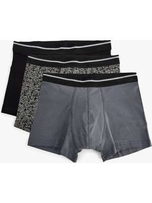 Koton Pamuklu Slim Fit Soyut Desenli 3'lü Boxer Seti