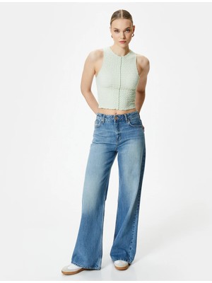Koton Crop Atlet Halter Yaka Bürümcük Kumaş