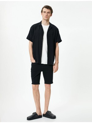 Koton Kot Şort Bermuda Slim Fit Düğmeli Cepli