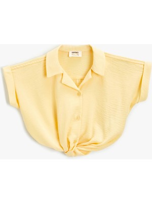 Koton Crop Gömlek Kısa Kollu  Önden Bağlamalı