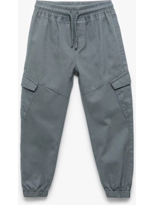 Pamuklu Gabardin Beli Bağcıklı Kargo Cepli Jogger Pantolon