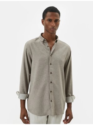 Koton Slim Fit Gömlek Klasik Yaka Uzun Kollu Düğmeli
