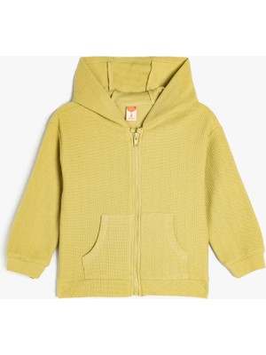 Koton Pamuklu Kanguru Cepli Fermuarlı Kapşonlu Basic Sweatshirt