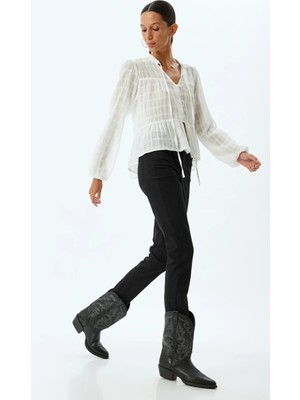 Koton Yüksek Bel Kot Pantolon Skinny Fit Düğmeli Pamuklu - Skinny Push Up Fit Jean