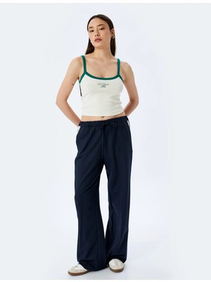 Koton Ince Askılı Biyeli Slim Fit Crop Baskılı Atlet