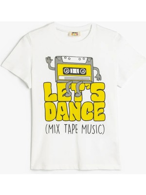 Koton T-Shirt Kısa Kollu Bisiklet Yaka Baskı Detaylı Pamuklu