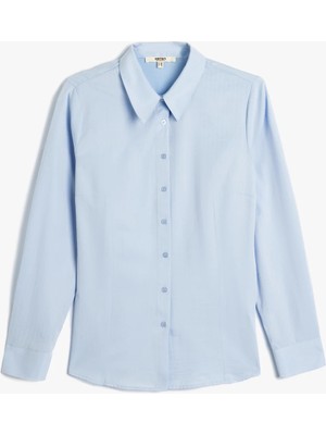 Koton Poplin Gömlek Uzun Kollu Klasik Yaka Slim Fit