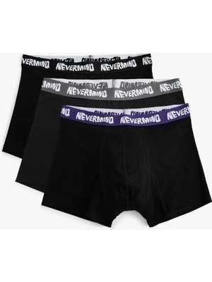 Koton 3'lü Boxer Seti Oversize Slogan Baskılı Pamuklu