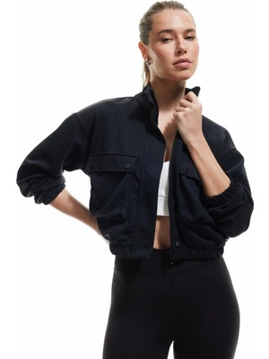 Koton Bomber Ceket Crop Kalın Modal Kumaş Düğmeli Cep Detaylı