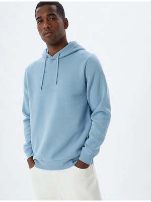 Koton Kapşonlu Sweatshirt Basic Şardonlu Pamuk Karışımlı