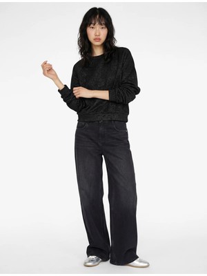 Koton Oversize Uzun Kollu Simli Bisiklet Yaka Sweatshirt