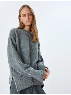 Koton Oversize Triko Kazak Yumuşak Dokulu Uzun Kollu Bisiklet Yaka