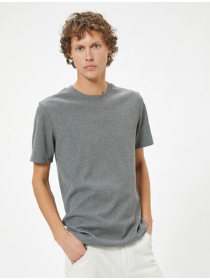 Slim Fit Tişört Basic Kısa Kollu Bisiklet Yaka - Koton - 5WAM10075HK - Antrasit - M
