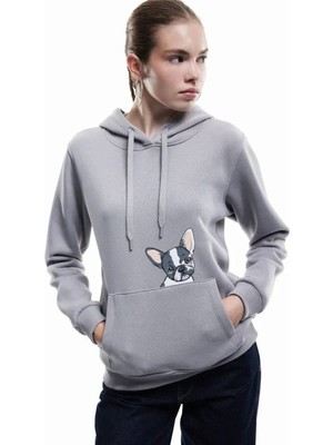 Koton Köpek Baskılı Şardonlu Kanguru Cepli Kapüşonlu Sweatshirt