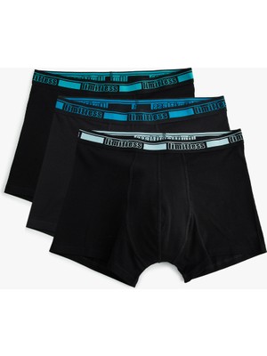 Koton 3'lü Boxer Seti Slim Fit Slogan Baskılı Pamuklu