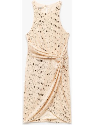 Koton Simli Halter Yaka Kolsuz Bodycon Mini Elbise