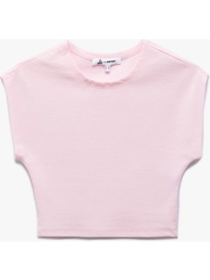 Koton Bisiklet Yaka Kolsuz Modal Karışımlı Slim Fit Crop Kadın Tişört