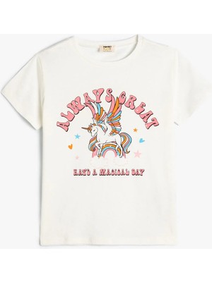 Koton Unicorn Tişört Kısa Kollu Bisiklet Yaka Pamuklu