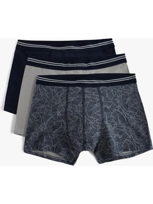 Koton 3'lü Boxer Seti Yaprak Baskılı Rahat Kesim Pamuklu