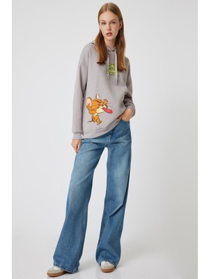 Koton Tom ve Jerry Oversize Kapüşonlu Sweatshirt Baskılı Lisanslı