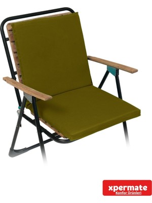 Xpermate Arkalıklı Sandalye Minderi Su Yağ İtici Sırtlıklı Fermuarlı Bağcıklı Yıkanabilir Balkon Bahçe 40x40 Yeşil
