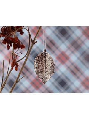 English Home Leaf Metal Yılbaşı Ağaç Süsü 9x4 cm Gümüş
