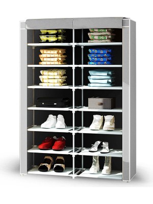 Teknor 2 Bölmeli Ayakkabılık Plastik Bez Dolap Gri