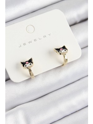 Uravas Store Mey Ithalat® Pirinç Kuromi Model Gold Renk Çocuk Küpe
