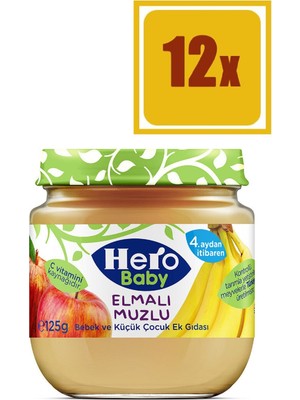 Hero Baby Elmalı Muzlu Kaşık Maması 12'li Set 125 gr 6-9 Ay İçin Meyve İçerikli Besin
