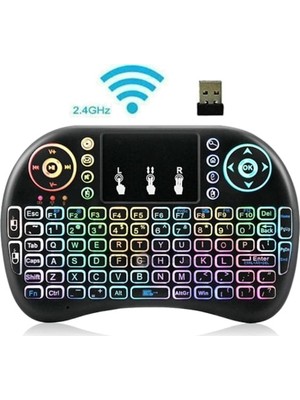 DNR Kablosuz Bluetooth Mini Klavye Mouse Siyah Smart TV Box Uyumlu Universal 2.4GHz