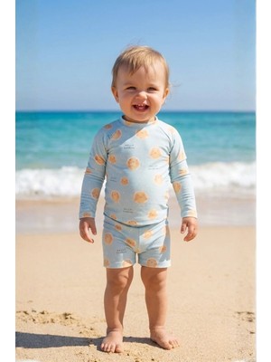 Tuğba Kuğu Uv Korumalı Uzun Kollu Erkek Bebek Mayo - Cute Sunshine
