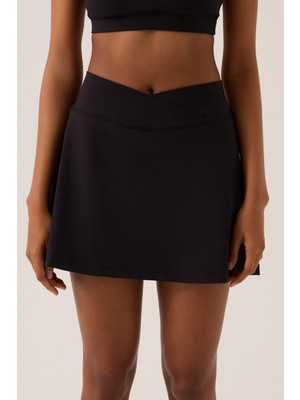 Los Ojos x Ece Siyah 2 Katmanlı Tenis Eteği Skort