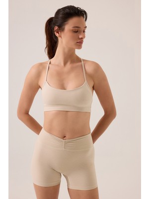 Los Ojos x Ece Bej Spor Sütyeni Super Crop Top