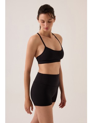 Los Ojos x Ece Siyah Spor Sütyeni Super Crop Top