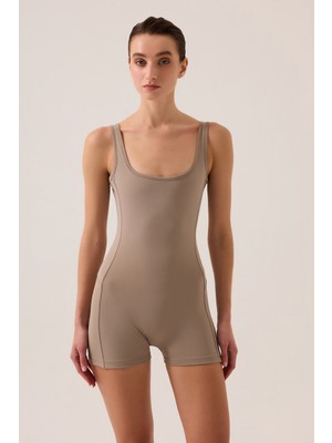 Los Ojos x Ece Vizon Kare Yaka Askılı Kısa Spor Tulum Unitard