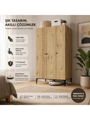 Free 3 Kapalı,6 Raf Bölmeli,1 Askı Bölmeli Dolap/ GARDIROP(%100MDF)