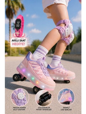 Muggo SKATE Çocuk Işıklı Patenli Tekerlekli Sneaker Spor Ayakkabı