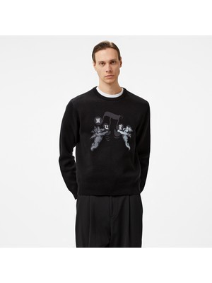 Huf Song Intarsia Sweater Erkek Siyah Sweatshirt