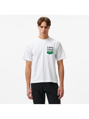 Market Slip And Fall Erkek Beyaz T-Shirt